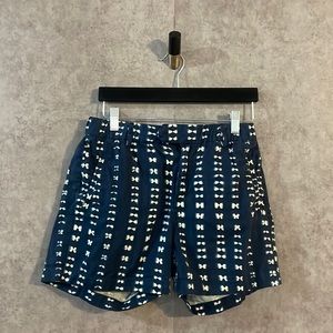 J Crew 100% Cotton Ikat Blue and Cream Womens Shorts
